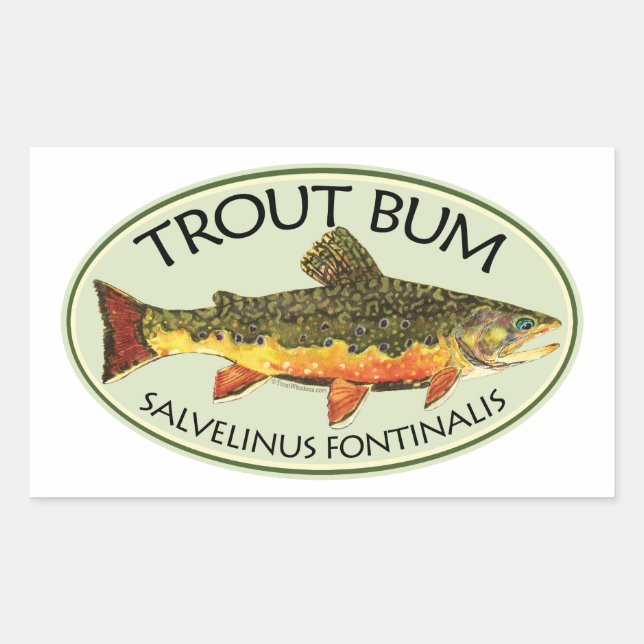 Trout Bum Fishing Rectangular Sticker (Front)