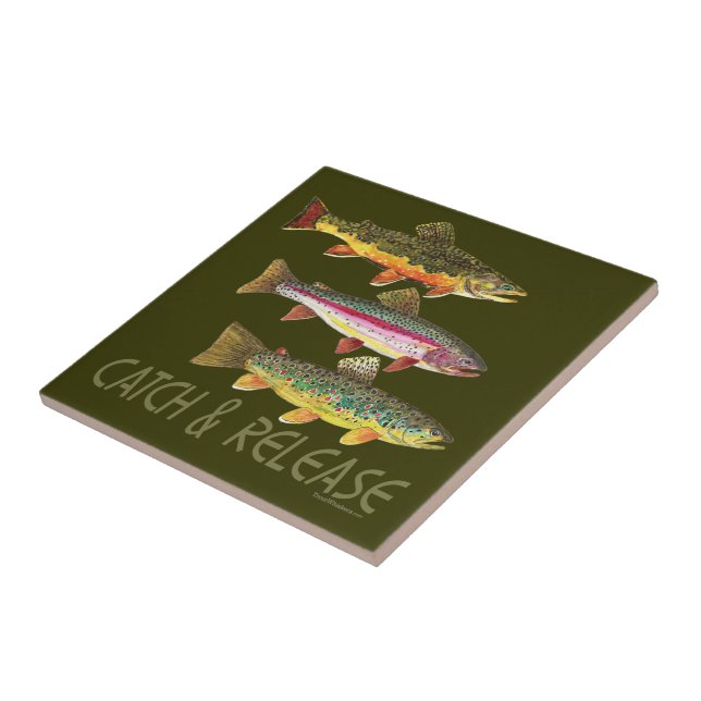 Trout Catch and Release Ceramic Tile (Side)