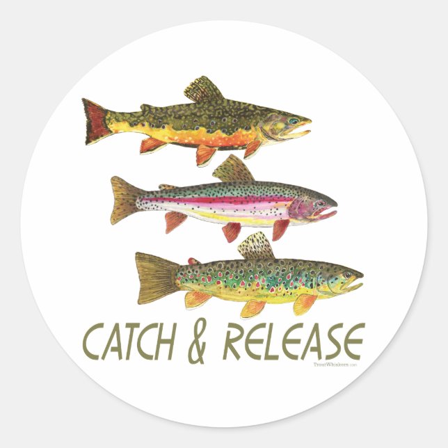 Trout Catch and Release Classic Round Sticker (Front)