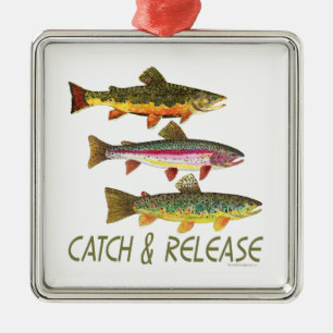 Trout Catch and Release Metal Ornament