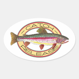 Trout Catch & Release Fishing Oval Sticker