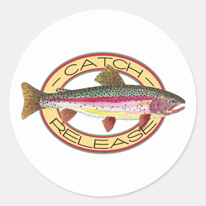 Trout Catch & Release Fishing Round Sticker