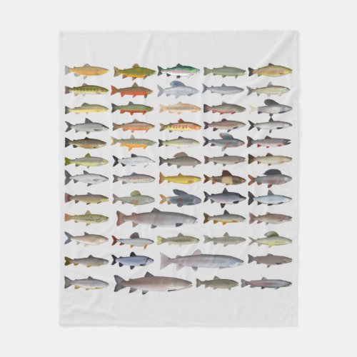 Trout Char Grayling Hucho and Whitefish Group Fleece Blanket