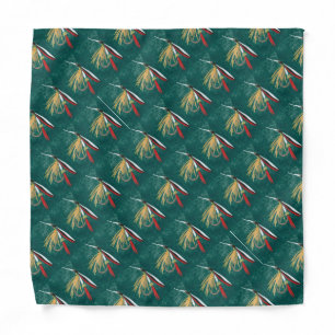 "Trout Fin" Trout Fly tiled wet fly on green Bandana