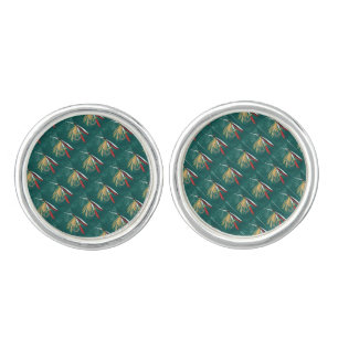 "Trout Fin" Trout Fly tiled wet fly on green Cufflinks
