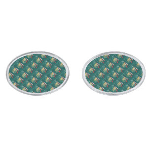 "Trout Fin" Trout Fly tiled wet fly on green Cufflinks