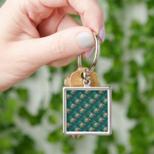 "Trout Fin" Trout Fly tiled wet fly on green     Keychain