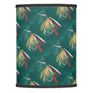 "Trout Fin" Trout Fly tiled wet fly on green Lamp Shade