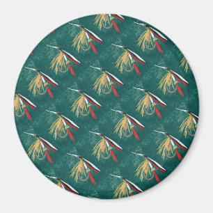 "Trout Fin" Trout Fly tiled wet fly on green   Magnet