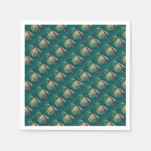 "Trout Fin" Trout Fly tiled wet fly on green Napkins