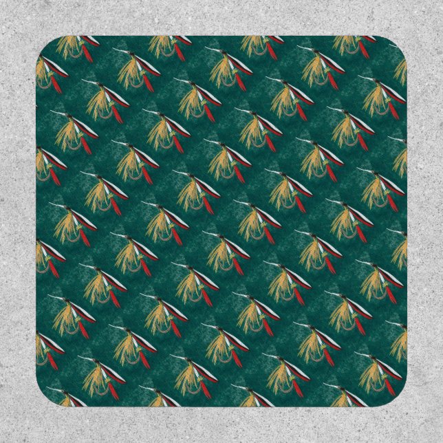 "Trout Fin" Trout Fly tiled wet fly on green       Patch (Front)