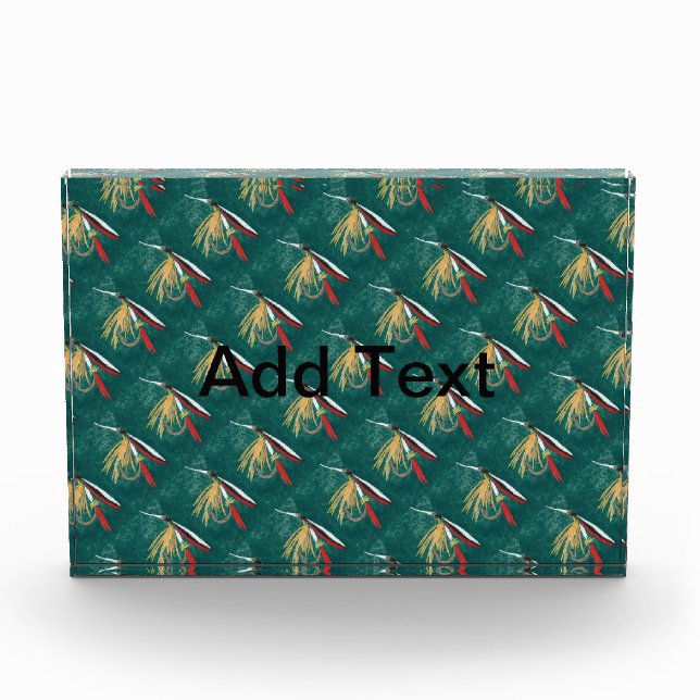 "Trout Fin" Trout Fly tiled wet fly on green       Photo Block (Front)
