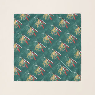 "Trout Fin" Trout Fly tiled wet fly on green       Scarf