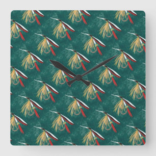 "Trout Fin" wet fly, fly fishing fly tying art Square Wall Clock