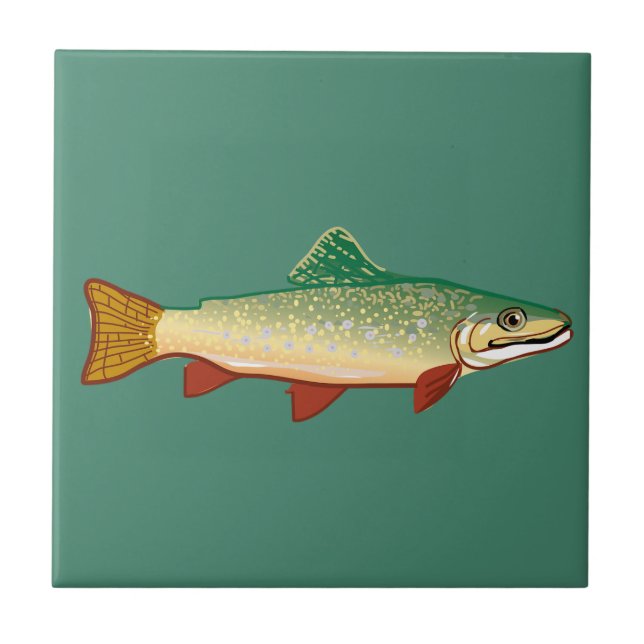Trout fish art ceramic tile (Front)