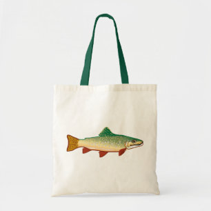 Trout fish art illustration tote bag