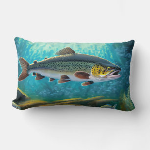 Trout Fish Fishing Lumbar Pillow