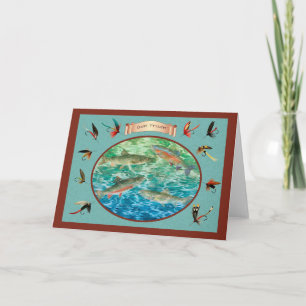 Trout Fish Fishing W/ Trout Flies Card