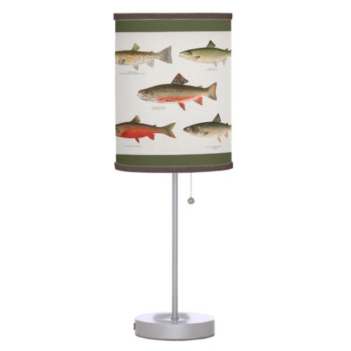 Trout Fish Vintage Art Table Lamp