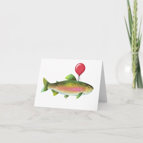 Trout Fish with Balloon Birthday Greeting Card