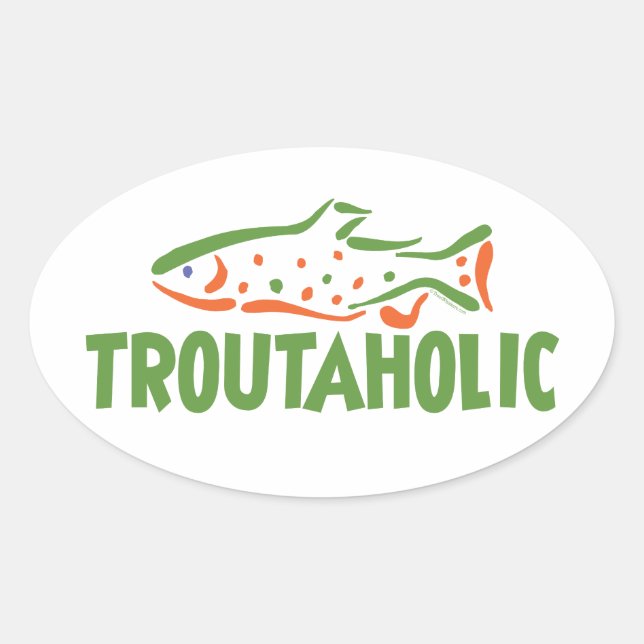 Trout Fisherman Fishing Oval Sticker (Front)