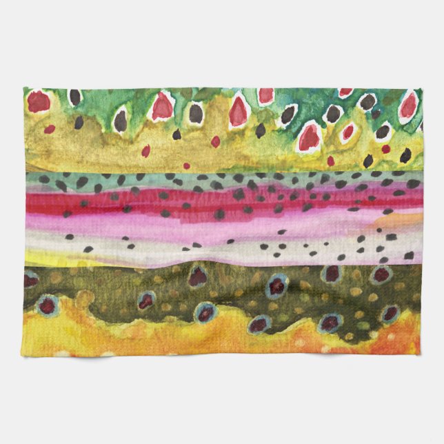 Trout Fisherman Kitchen Towel (Horizontal)