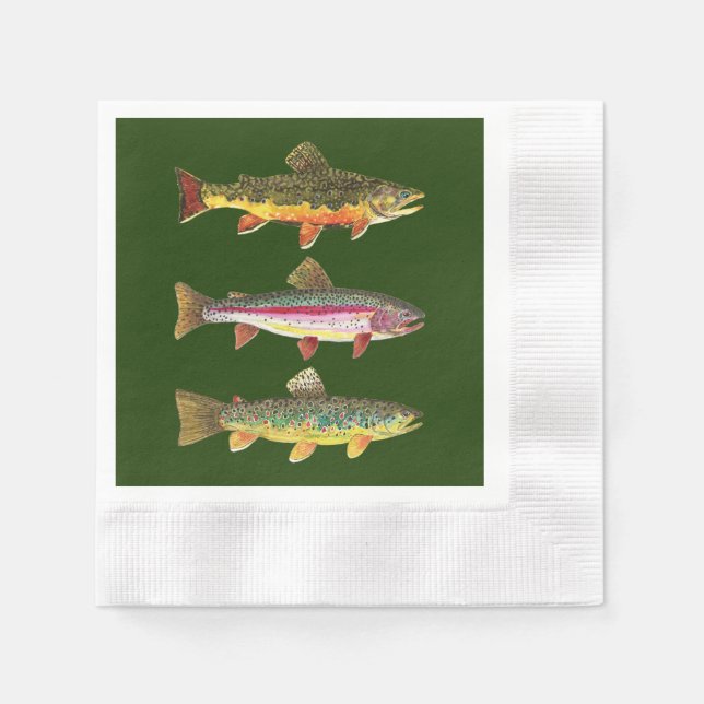 Trout Fishing, Angling Paper Napkins (Front)