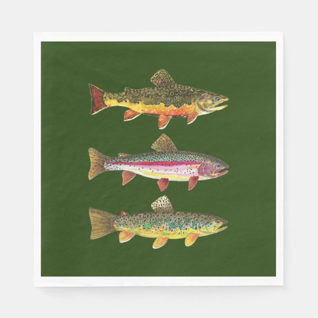 Trout Fishing, Angling Paper Napkins (Front)
