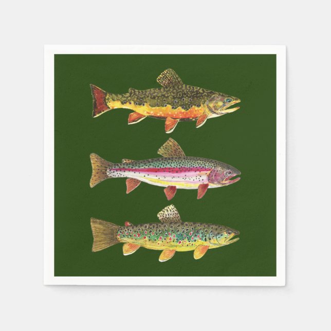Trout Fishing, Angling Paper Napkins (Front)