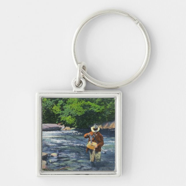 Trout Fishing at Catherine's Creek Keychain (Front)