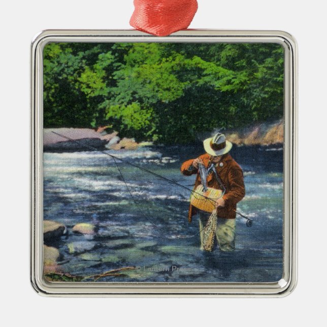 Trout Fishing at Catherine's Creek Metal Ornament (Front)