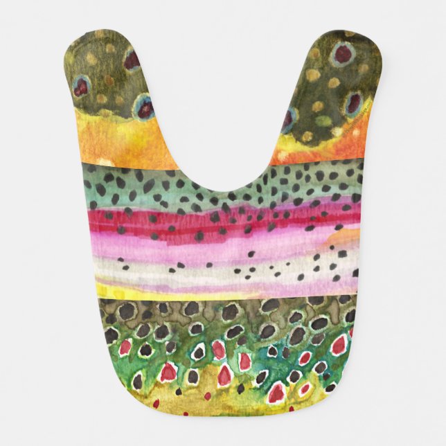 Trout Fishing Baby Bib (Front)