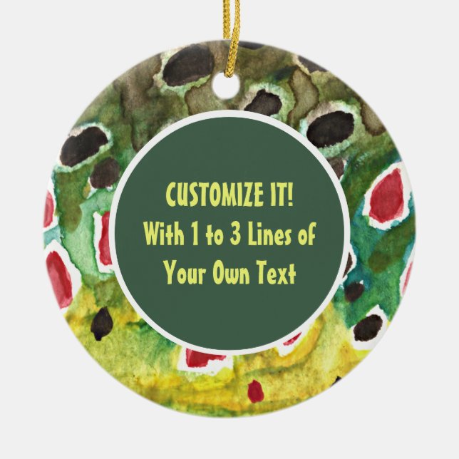 Trout Fishing Ceramic Ornament (Front)