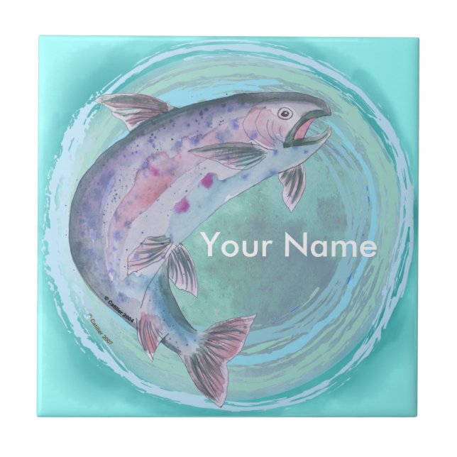 Trout Fishing   Ceramic Tile (Front)