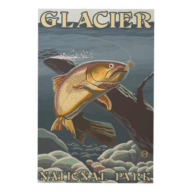 Trout Fishing Cross-Section 4 Wood Wall Art (Front)
