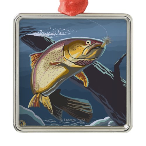 Trout Fishing Cross-Section - Clackamas, Metal Ornament