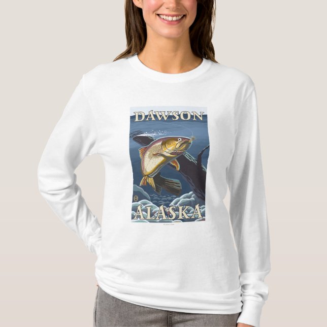 Trout Fishing Cross-Section - Dawson, Alaska T-Shirt (Front)