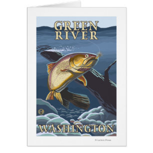 Trout Fishing Cross-Section - Green River, WA Cards