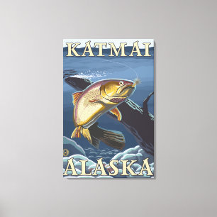 Trout Fishing Cross-Section - Katmai, Alaska Canvas Print