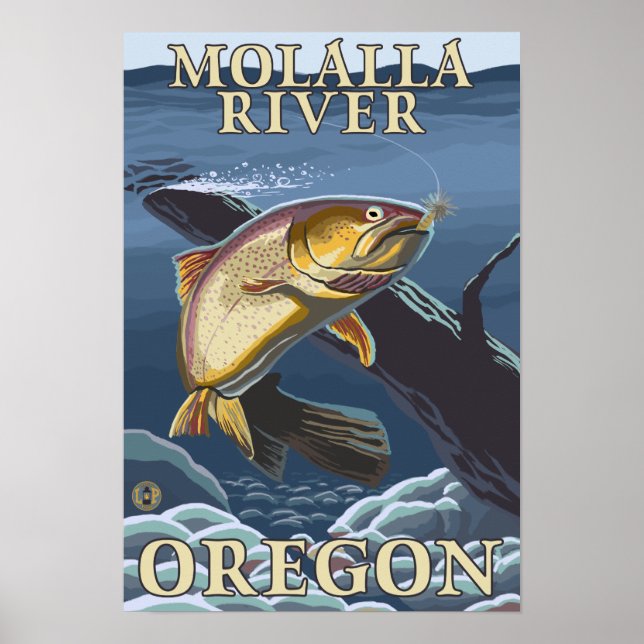 Trout Fishing Cross-Section - Molalla River, Poster (Front)