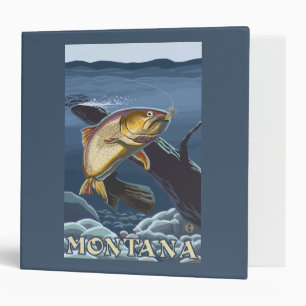 Trout Fishing Cross-Section - Montana 3 Ring Binder