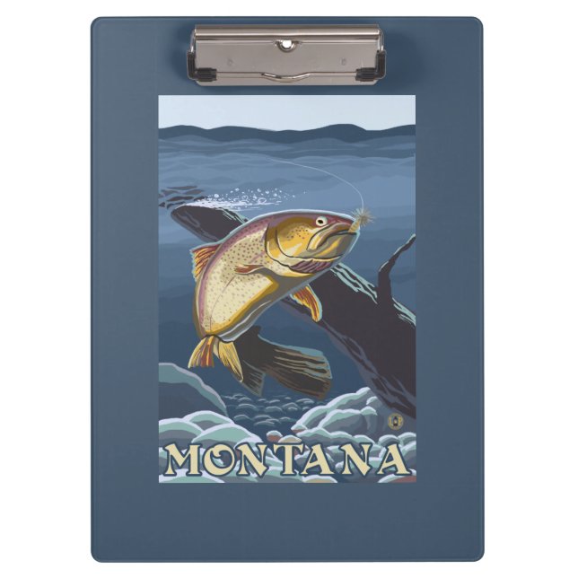 Trout Fishing Cross-Section - Montana Clipboard (Front)