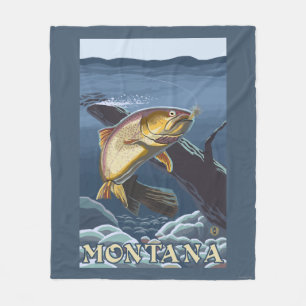 Trout Fishing Cross-Section - Montana Fleece Blanket