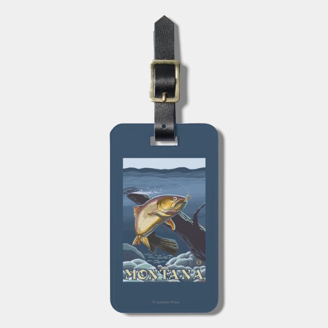 Trout Fishing Cross-Section - Montana Luggage Tag (Front Vertical)