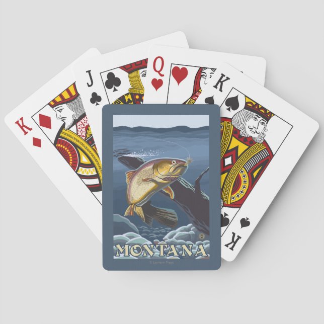 Trout Fishing Cross-Section - Montana Poker Cards (Back)