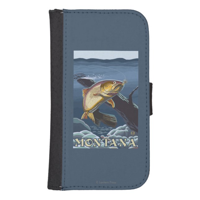 Trout Fishing Cross-Section - Montana Samsung Galaxy Wallet Case (Front)