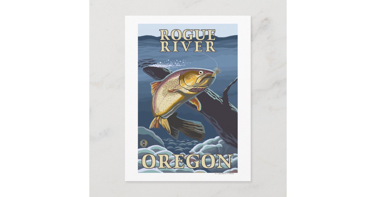 Trout Fishing CrossSection Rogue River, Postcard