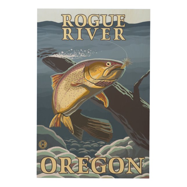 Trout Fishing Cross-Section - Rogue River, Wood Wall Art (Front)