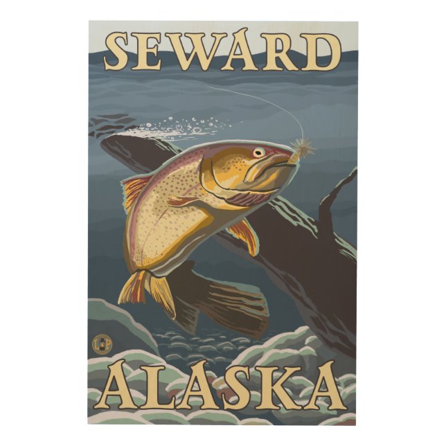 Trout Fishing Cross-Section - Seward, Alaska Wood Wall Art (Front)