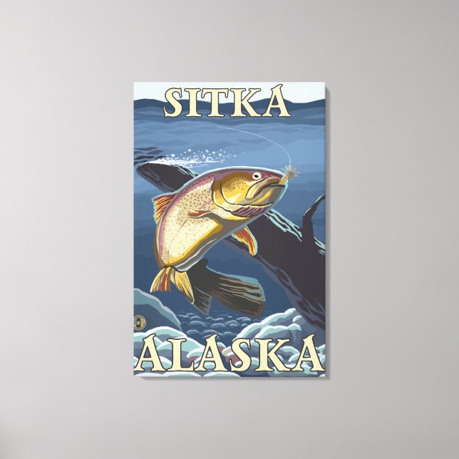 Trout Fishing Cross-Section - Sitka, Alaska Canvas Print (Front)